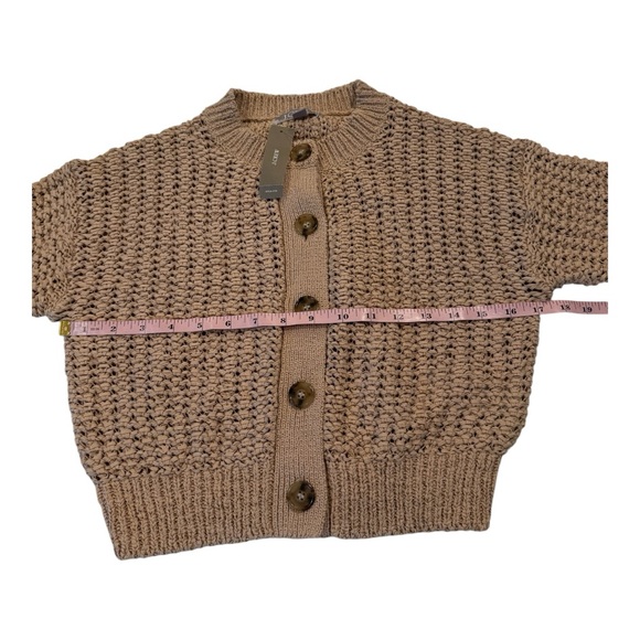 J. Crew Mocha Brown Textured Weaved Crop Crew Neck Cropped Cardigan in Size XS - Picture 9 of 14